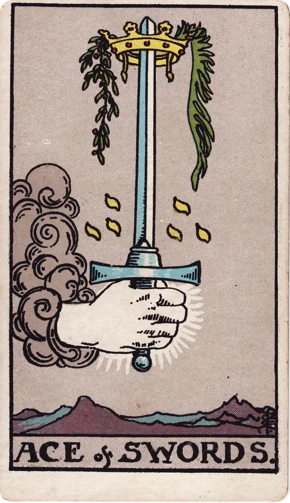 The cleaned Ace of Swords tarot card
