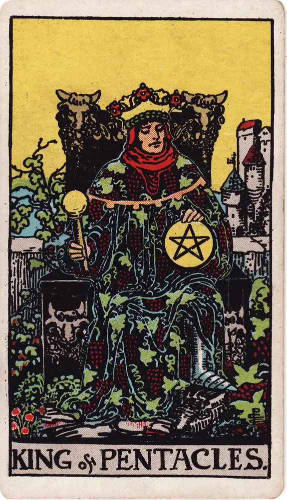 The cleaned Rider–Waite–Smith King of Pentacles tarot card