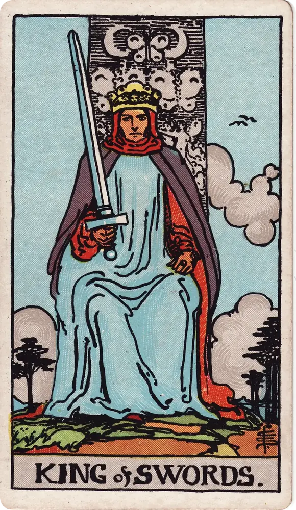 The cleaned Rider–Waite–Smith King of Swords tarot card