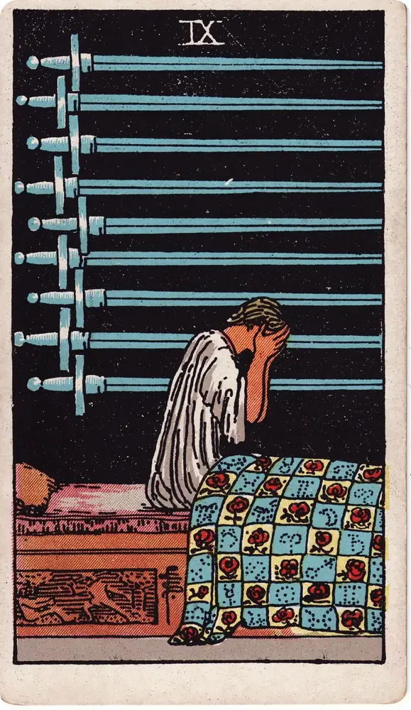 The cleaned Rider–Waite–Smith Nine of Swords tarot card