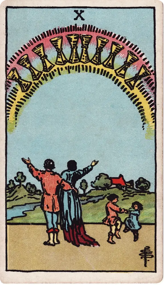 The cleaned Rider–Waite–Smith Ten of Cups tarot card