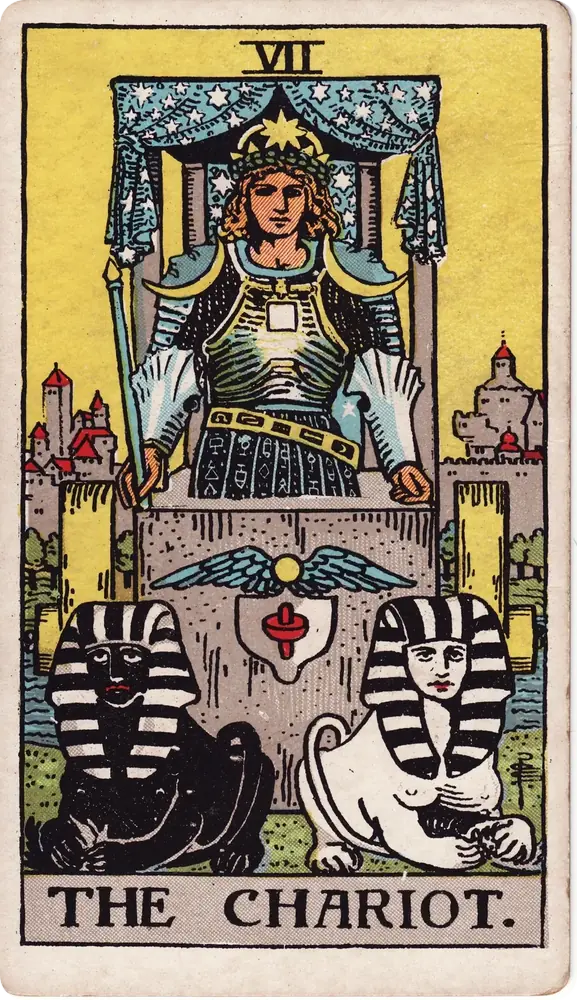 The cleaned Rider–Waite–Smith Chariot tarot card