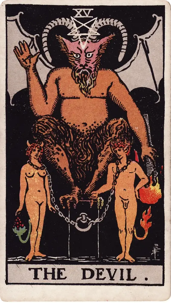 The cleaned Rider–Waite–Smith Devil tarot card