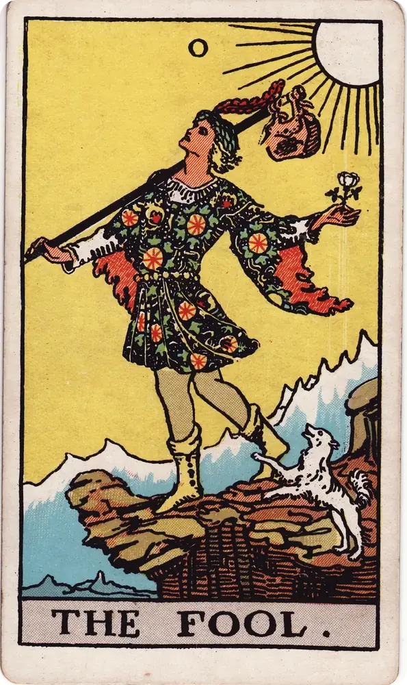 The cleaned Rider–Waite–Smith Fool tarot card