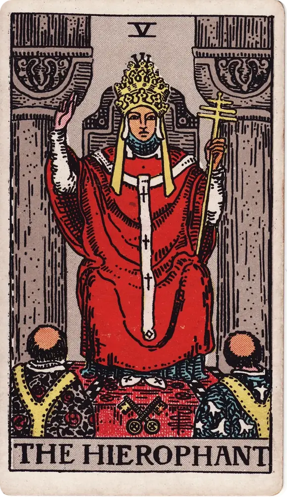 The cleaned Rider–Waite–Smith Hierophant tarot card