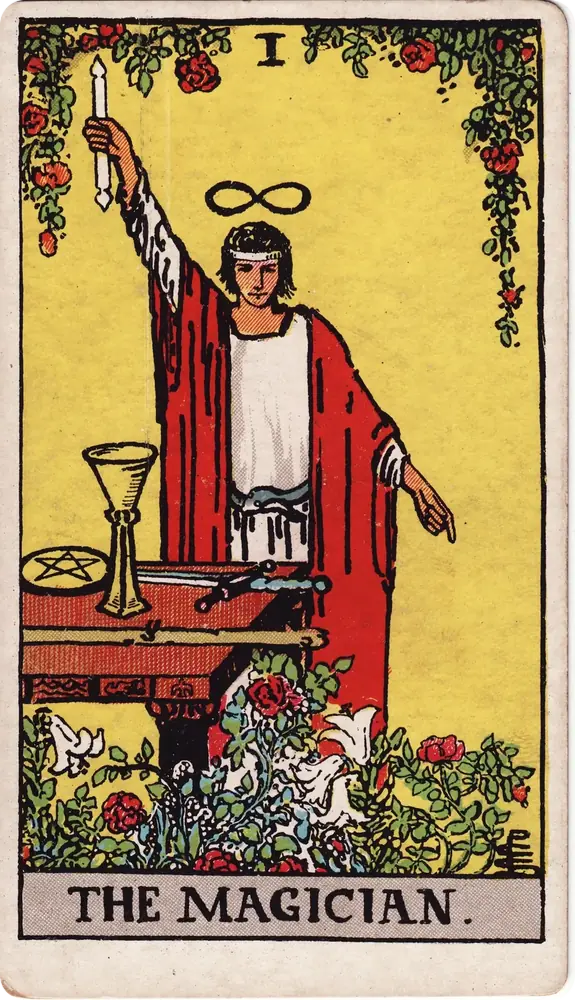 The cleaned Rider–Waite–Smith Magician tarot card