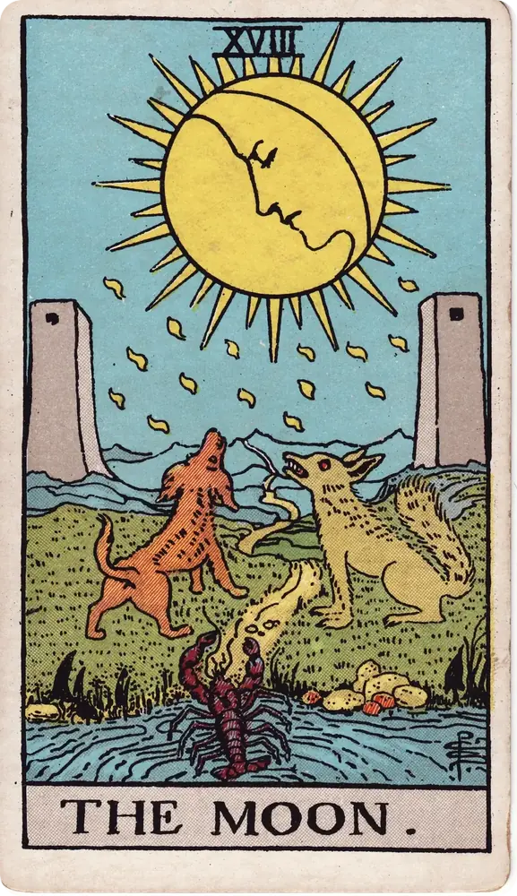 The cleaned Rider–Waite–Smith Moon tarot card